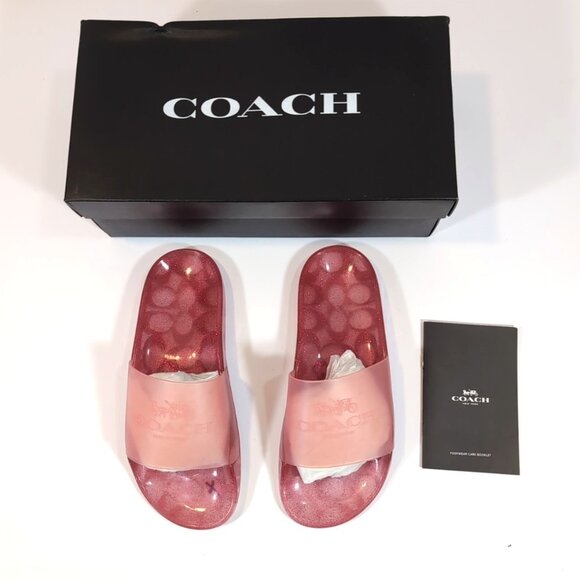 Coach Rubber Jelly Slide Sandals Women's Ulyssa C3068 Candy Apple/Candy Pink  6B - Picture 1 of 9
